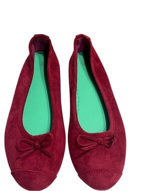 NWOT Red Faux Suede Ballet Flats - Size 10